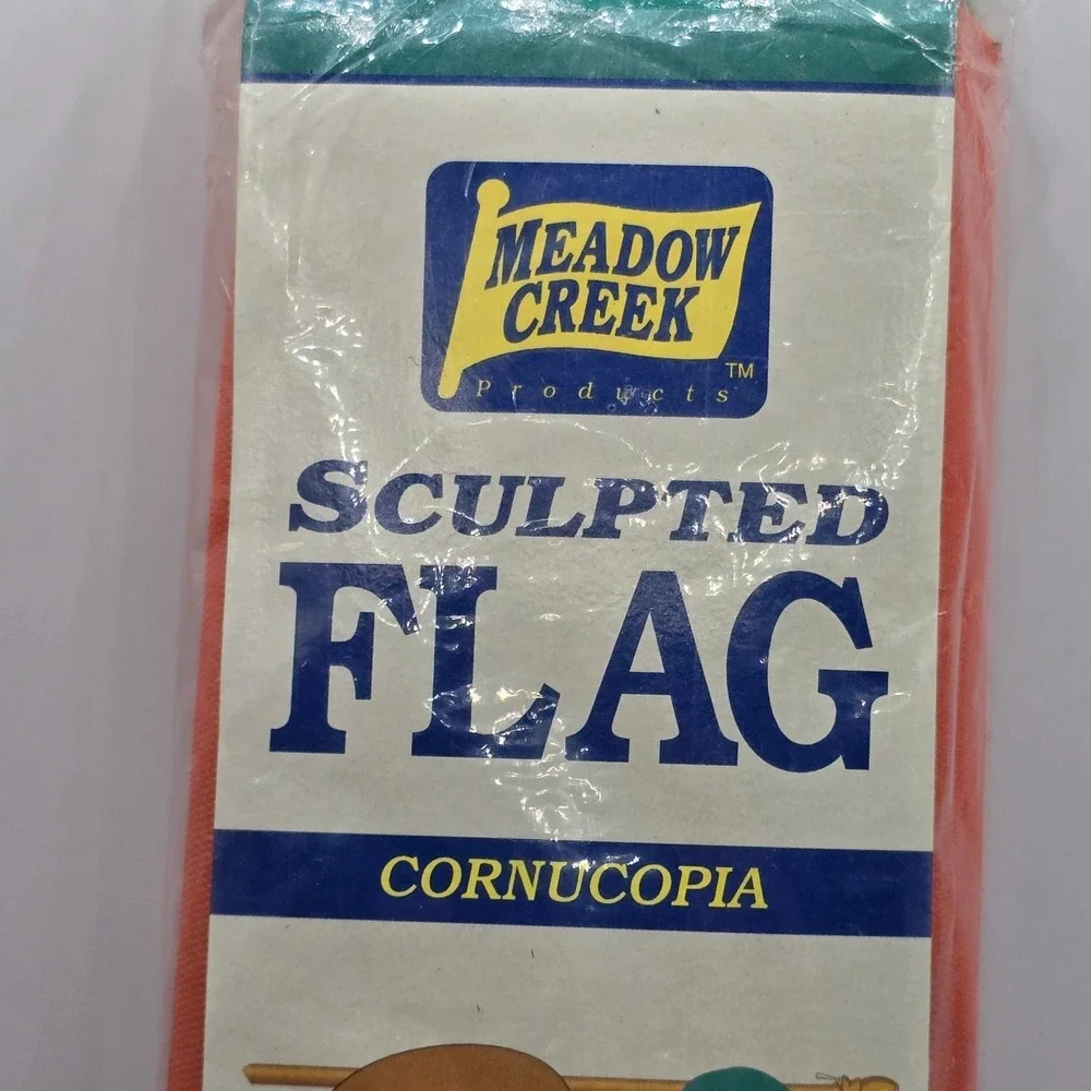 New Vtg in Package Cornucopia House Flag 28 By‎ 40 Inches Fall Autumn Sculpted